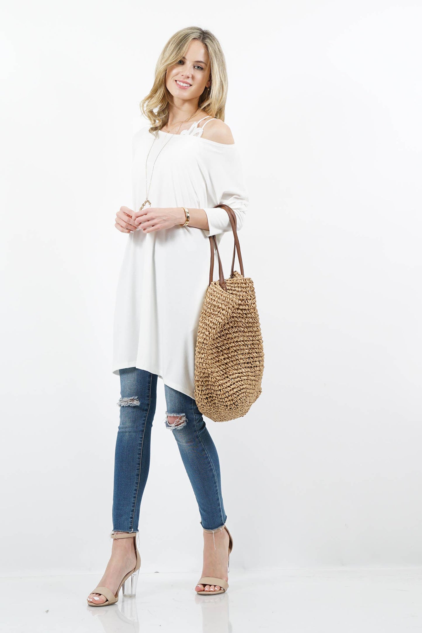 .SI-11404 Drop shoulder side-pocket oversize tunic