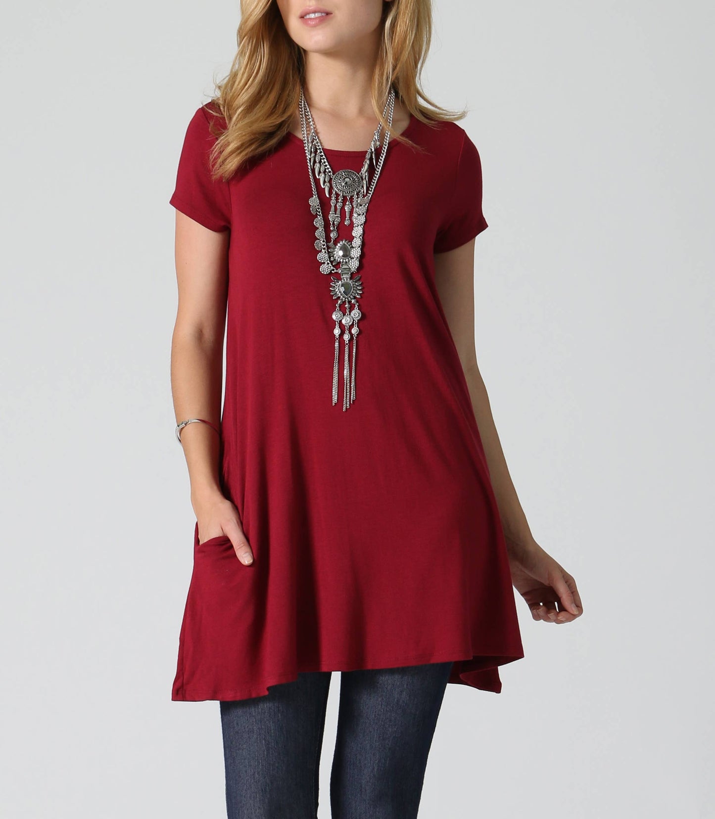 `Side-Pocket Tunics Solid/Print