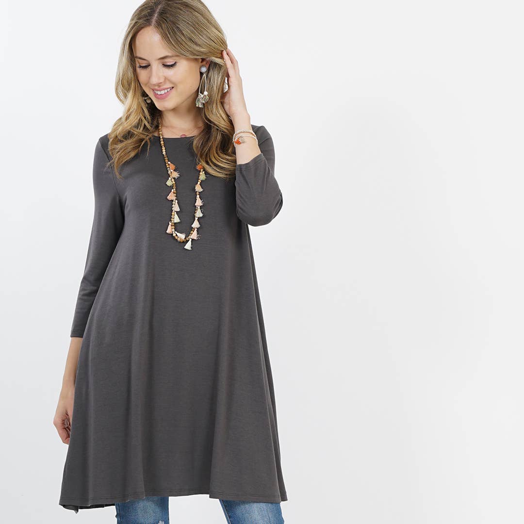 `Side-Pocket Tunics Solid/Print