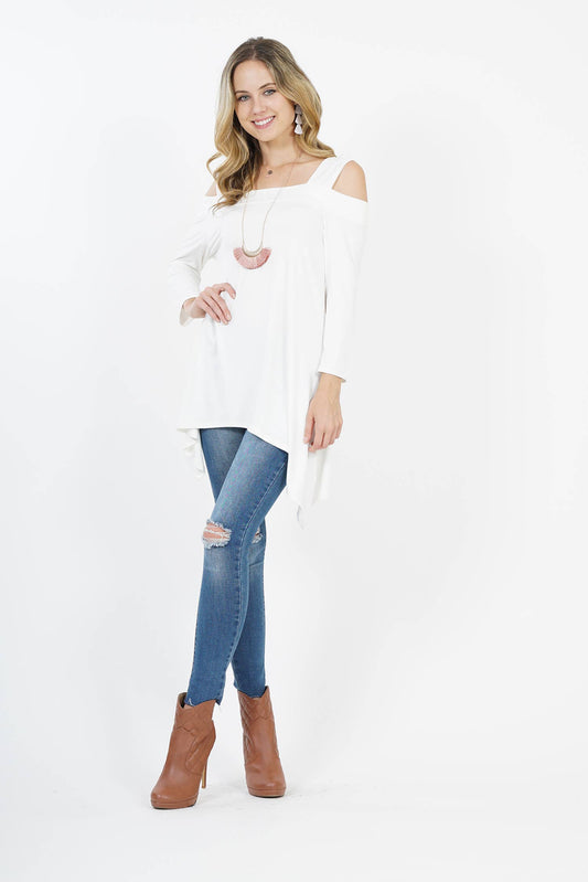...SI-10448 Off-shoulder side-tail  tunic