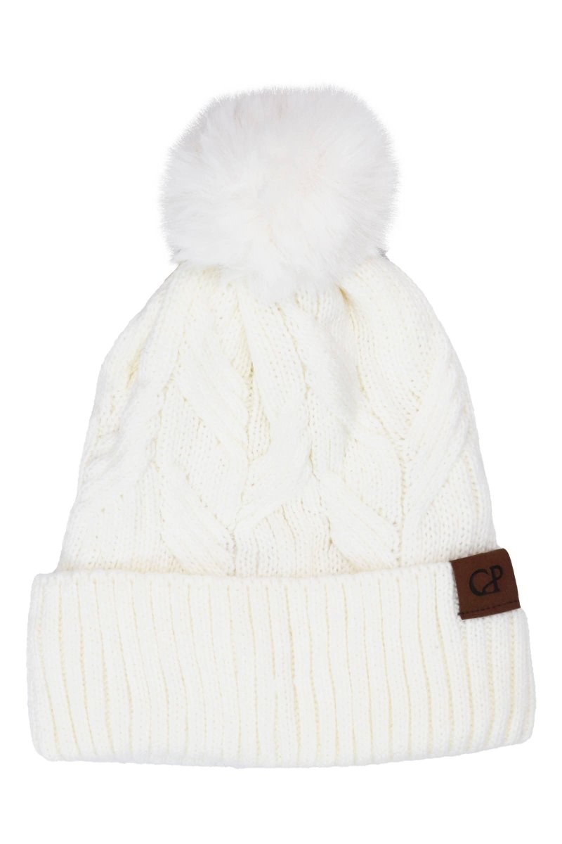 Coil Chevron Knitted Fleece Lined Beanie