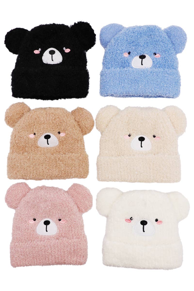 Little Kids Teddy Bear Terry Fleece Beanie