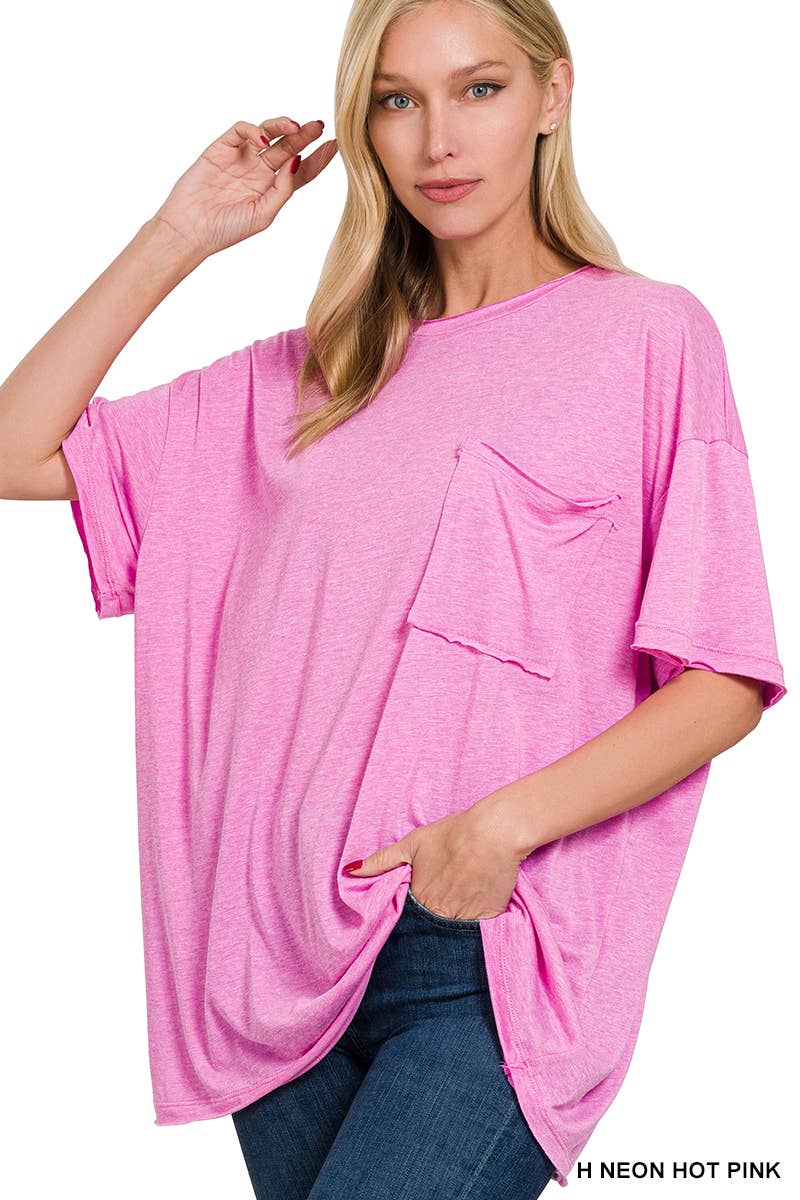 ", Oversized Cotton Raw Edge Boyfriend Tee