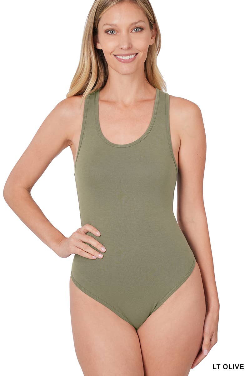 `.Washed & Solid Cotton Bodysuit w/Snap Button closure
