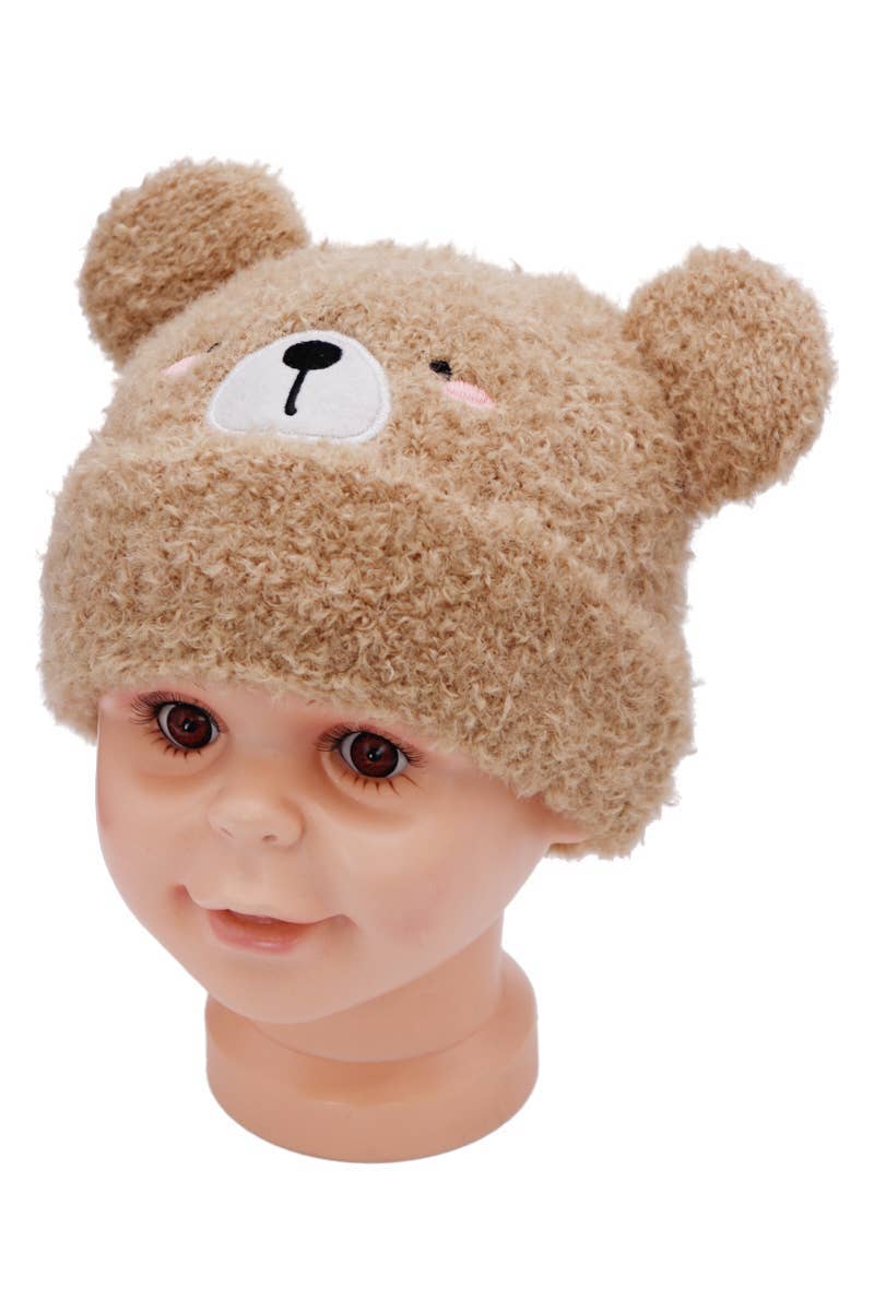 Little Kids Teddy Bear Terry Fleece Beanie