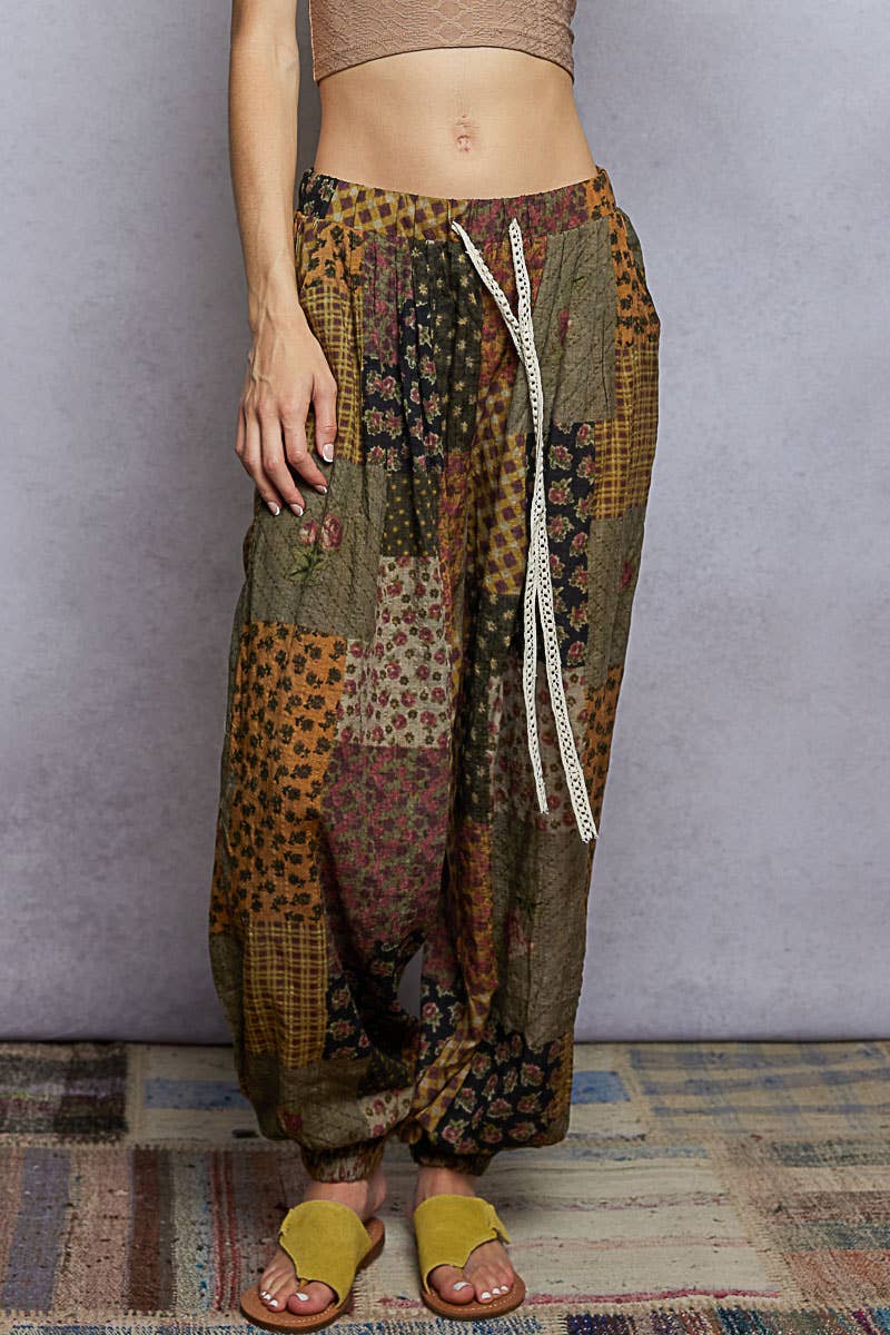 Multi colored printed woven casual pants