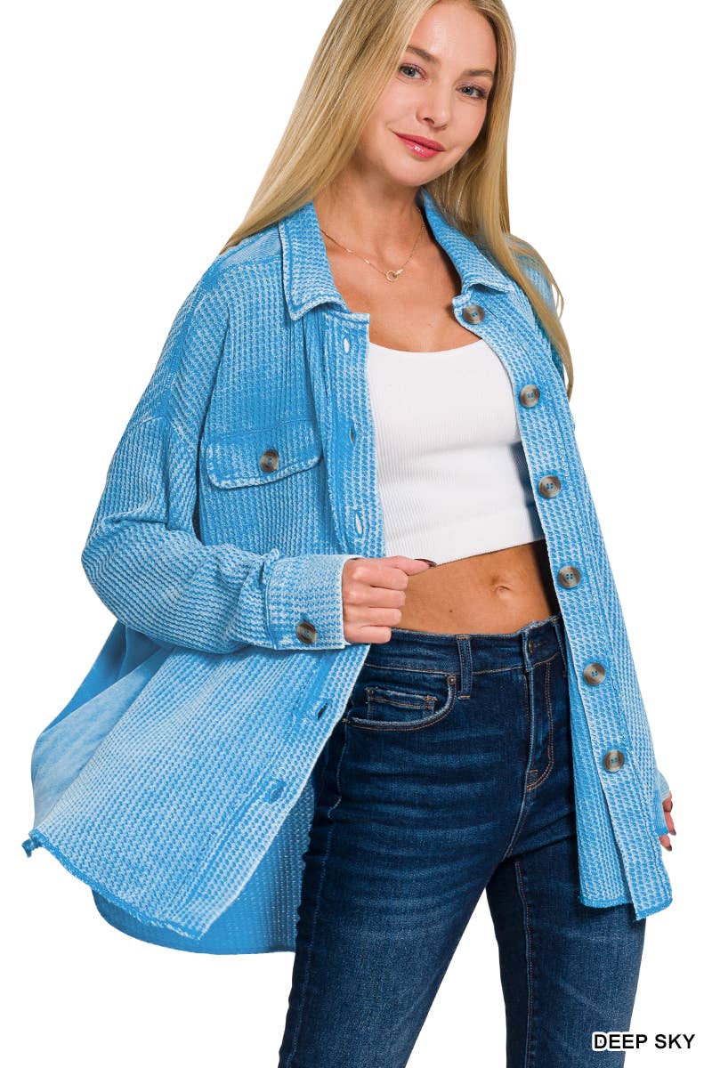`.Washed Baby Waffle Top w/ back patch