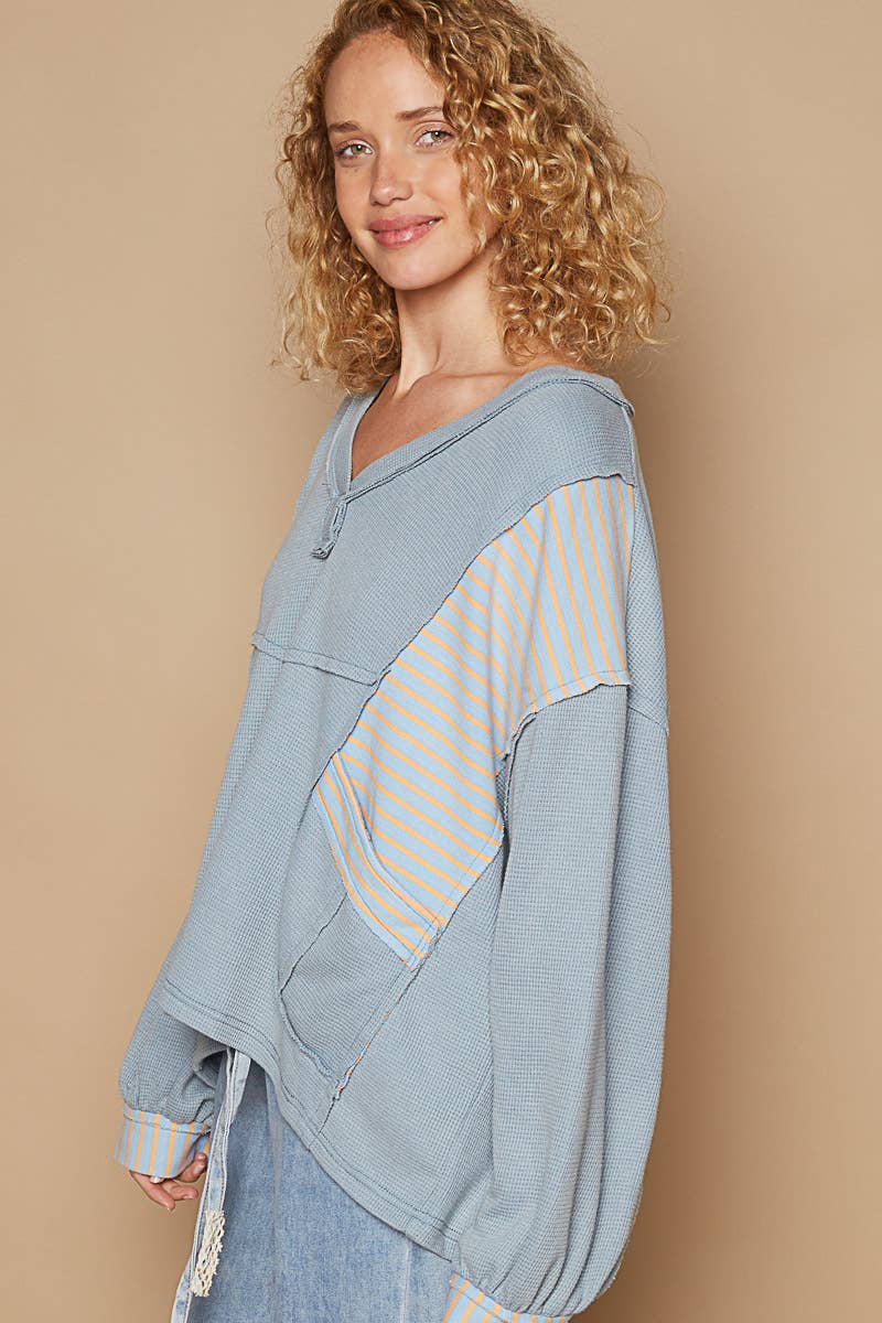 Oversized V Neck Bubble Sleeve knit Top SALE