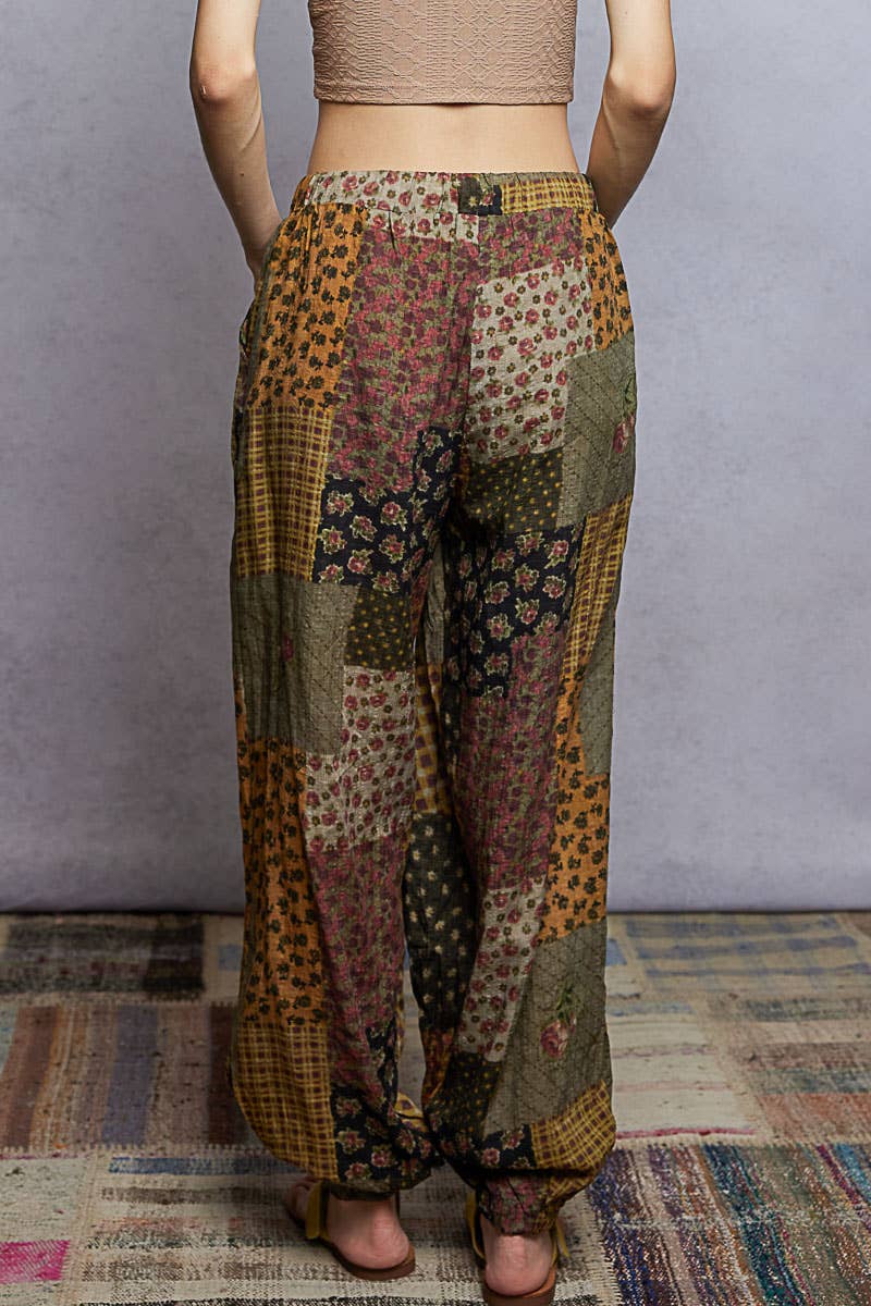 Multi colored printed woven casual pants