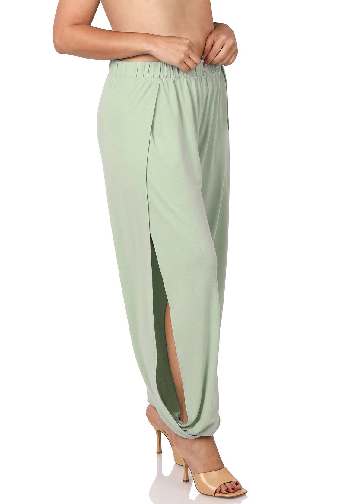 ",..Plus Split Side Pants